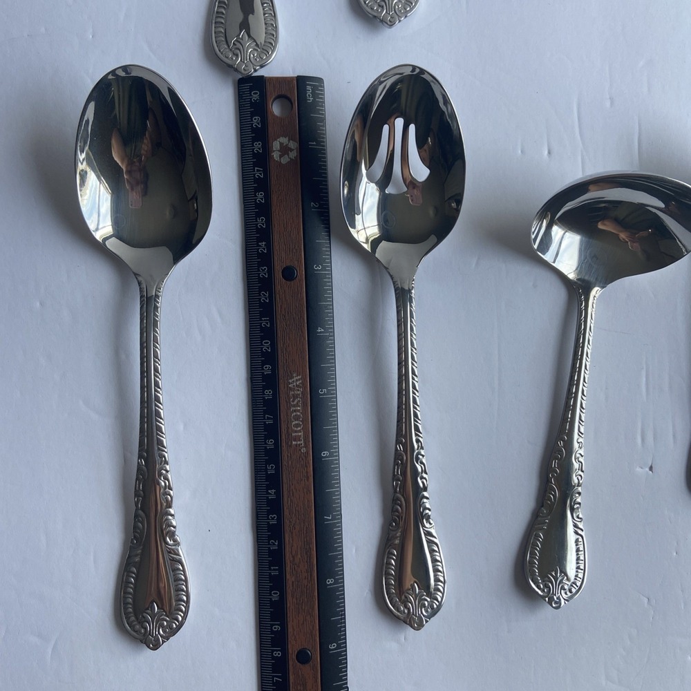 Reed & Barton French Scroll 18/10 Stainless Steel Host Serving Set 8 Piece - Picture 9 of 9